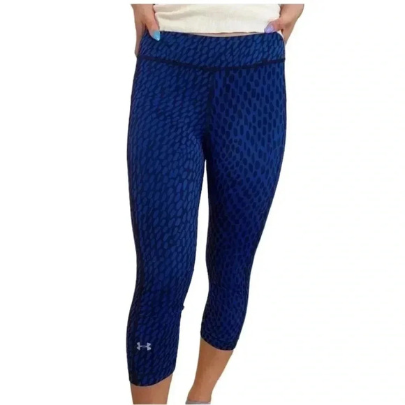 Under Armour Black & Blue Animal Print Crop Legging - Picture 1 of 5